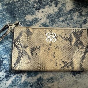 Coach Snake Print Clutch in Gold and Black